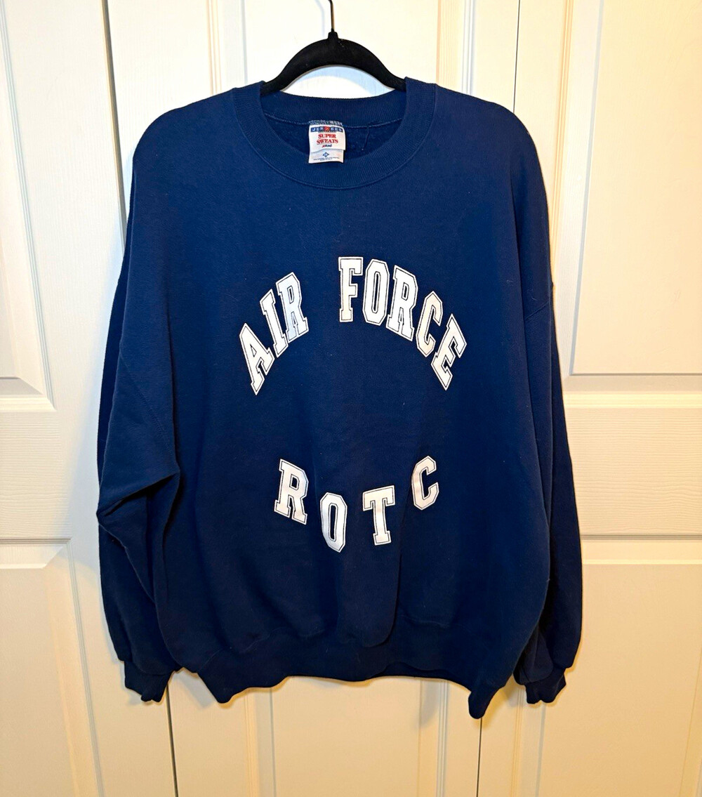 Vintage Air Force ROTC Sweatshirt 2XL Jerzees USA Made Navy Blue Military